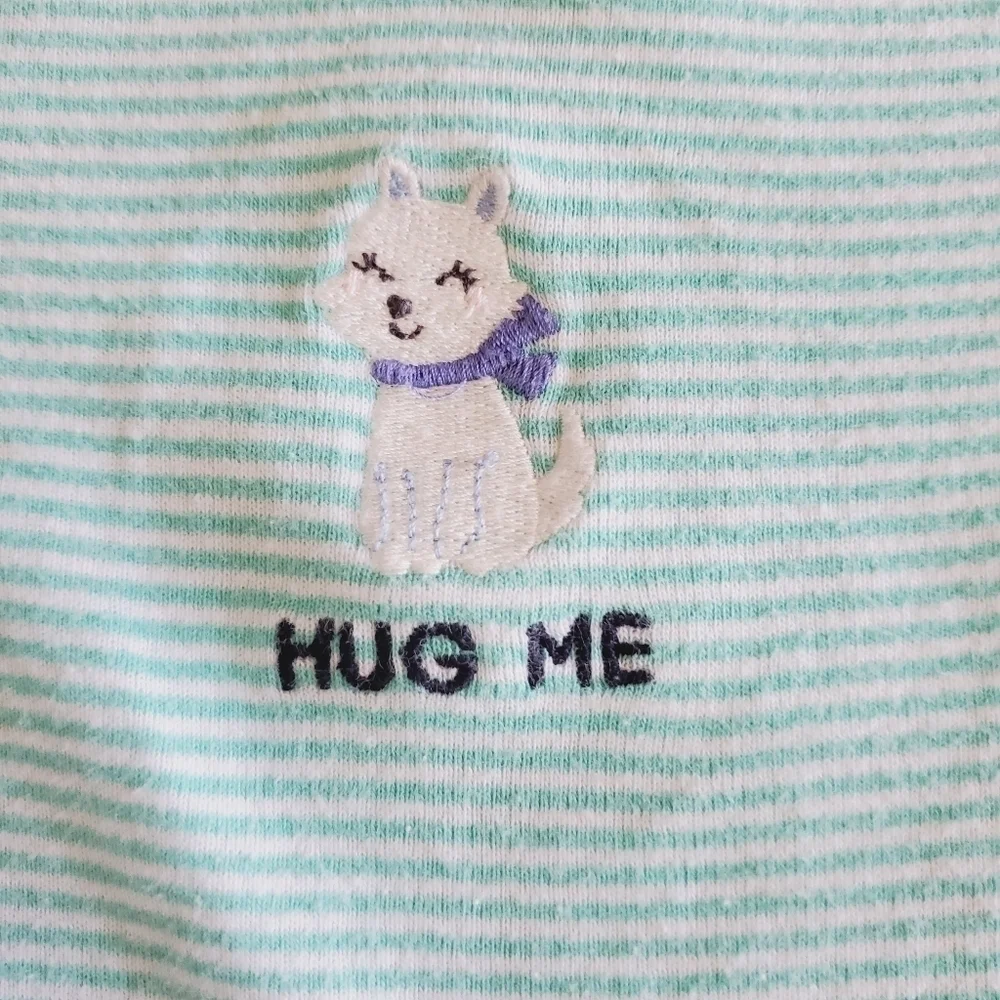 K1142 * Carter's Embroidered Puppy Hug Me Bodysuit Green White Size 12M